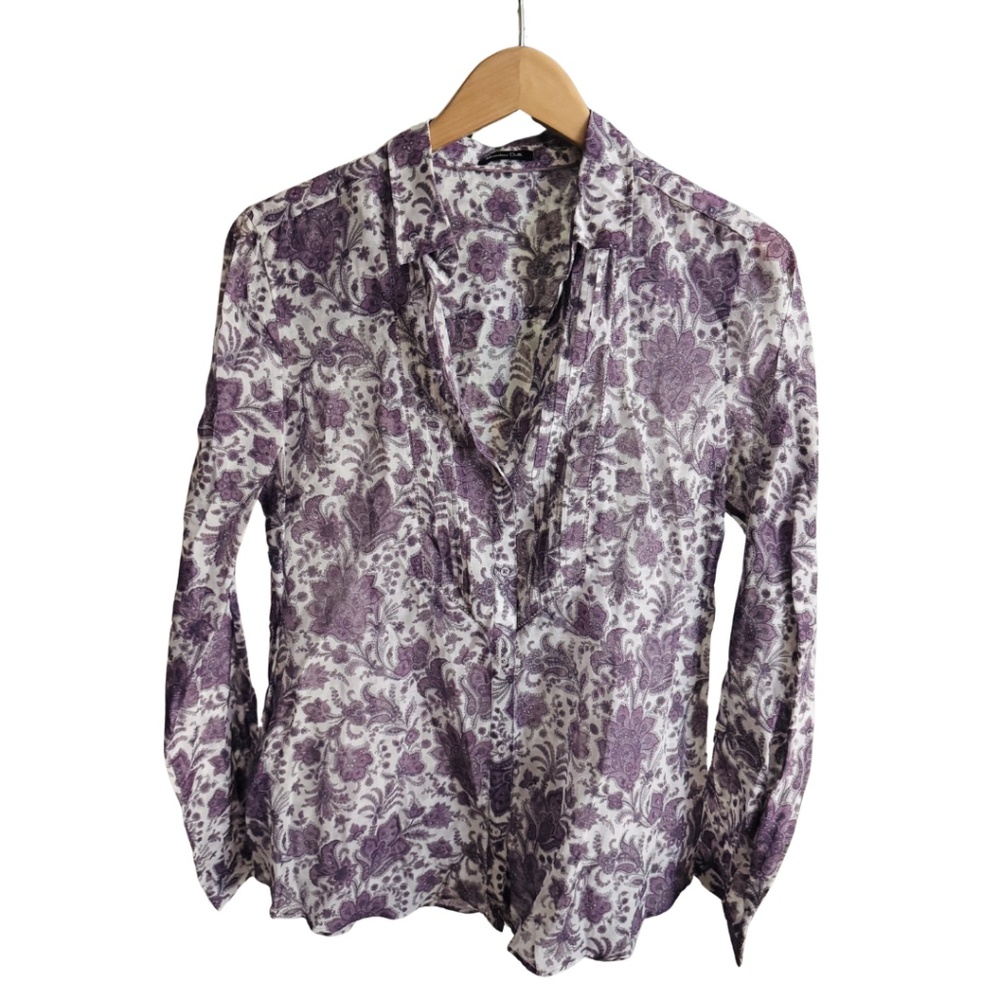 Massimo Dutti Cotton Silk Floral Paisley Blouse Size 42 / US 10